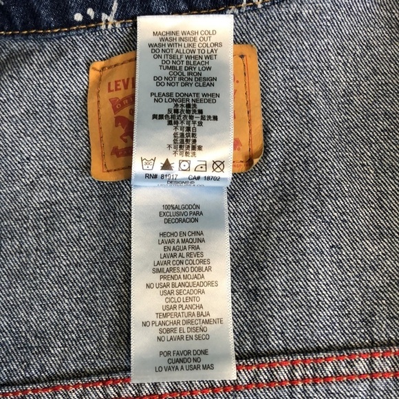 Levi's Oversized Cropped Jean Jacket W/Logo’s Girl's Size XL - Picture 9 of 10